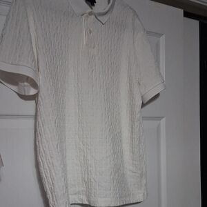 Armani Exchange White Textured Short-Sleeve Polo